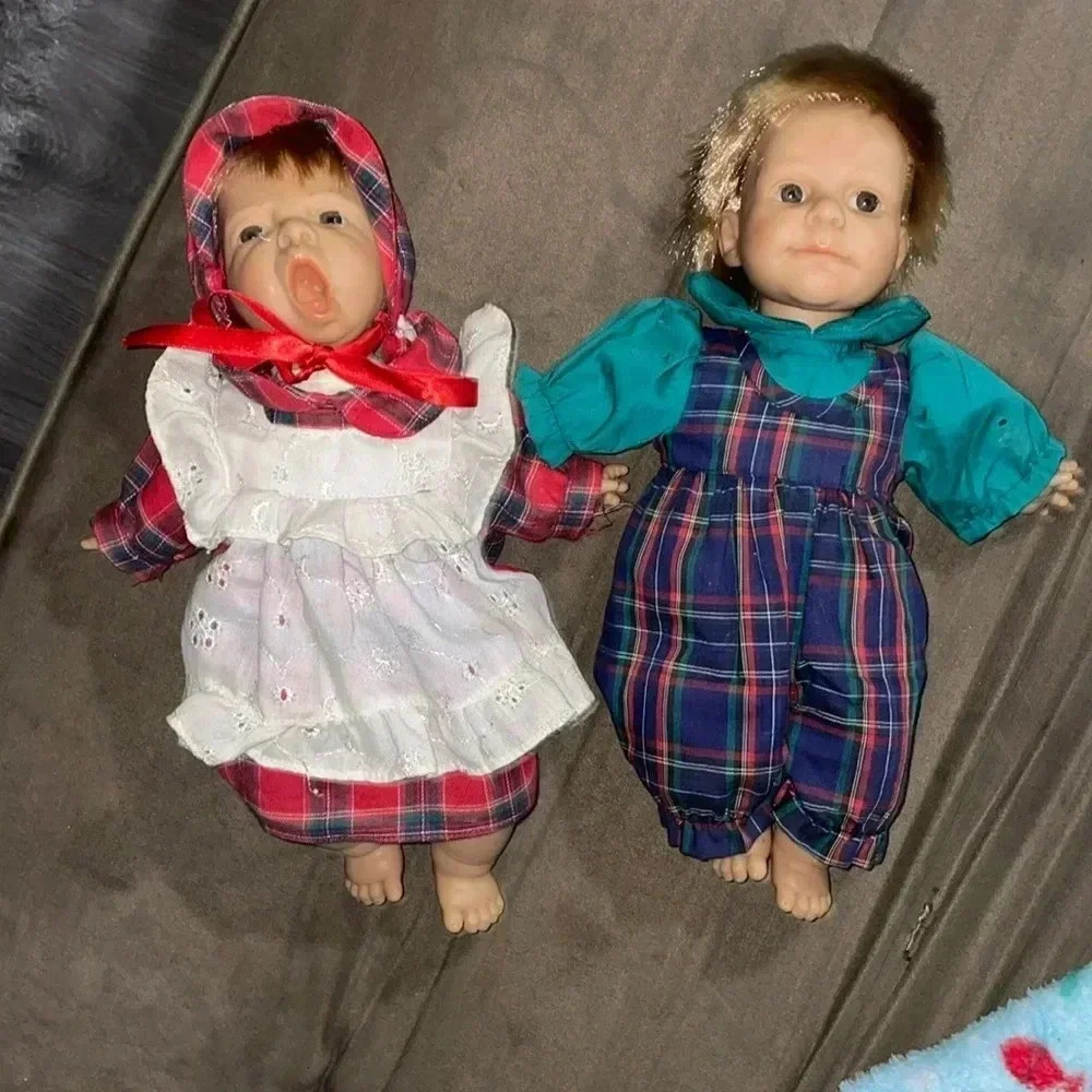 Vintage JC toys Berengeur boy and girl baby dolls 13”